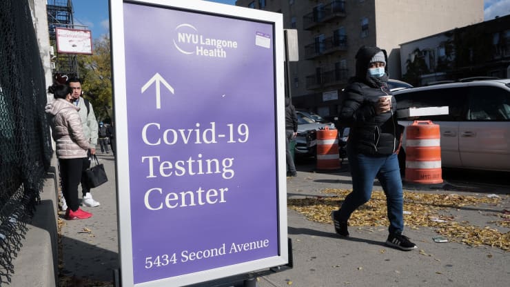 A sign outside of a hospital advertises COVID-19 testing on November 19, 2021 in New York City. On Friday vaccine advisers to the US Centers for Disease Control (CDC) and Prevention voted unanimously in recommending a booster shot of the COVID-19 vaccines